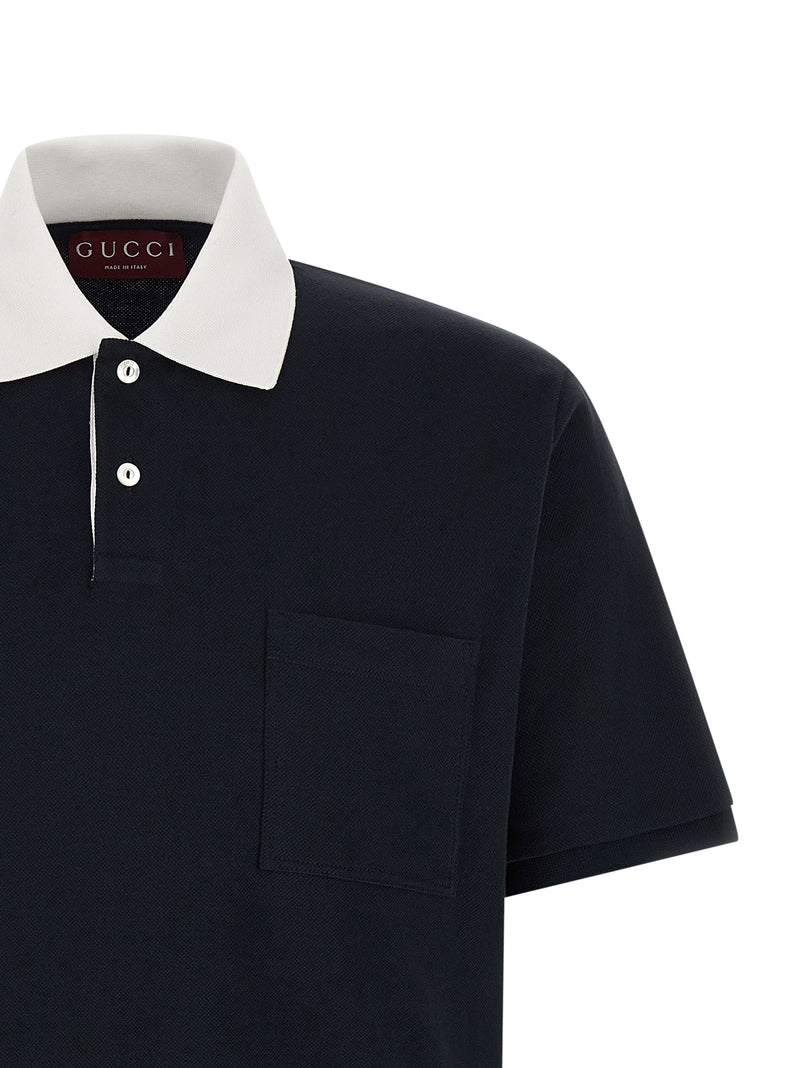 Gucci Blue Cotton Polo Shirt