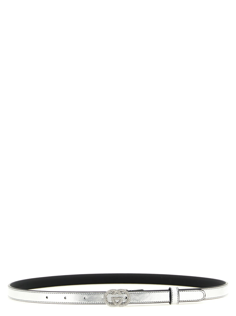 Gucci Silver Calfskin Thin Belt