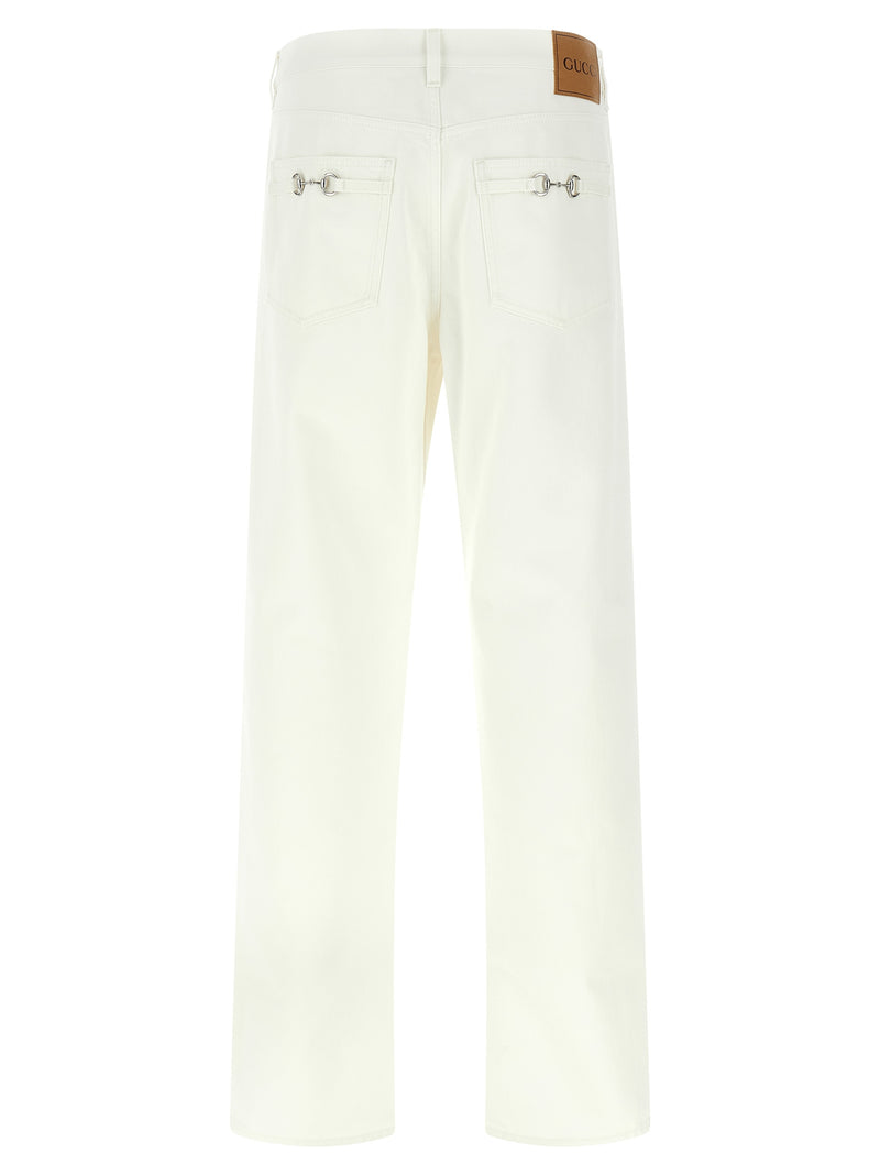 Gucci White Cotton Straight-Leg Jeans