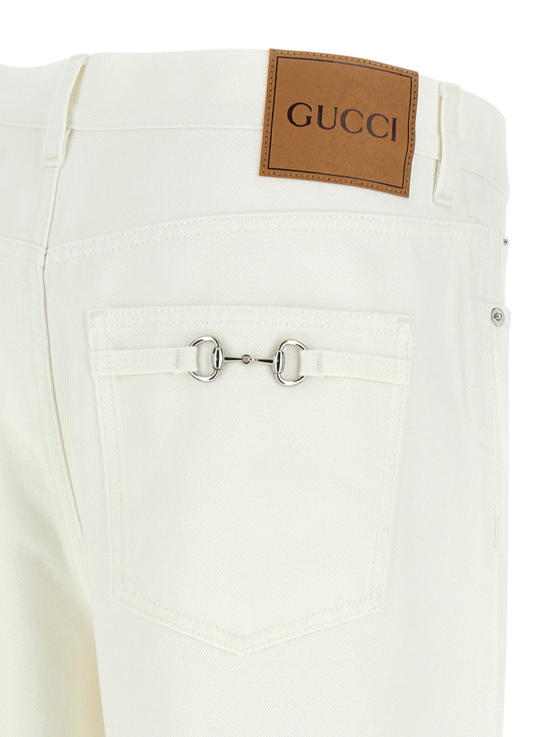 Gucci White Cotton Straight-Leg Jeans