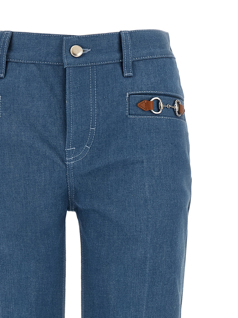 Gucci Blue Cotton Straight-Leg Jeans