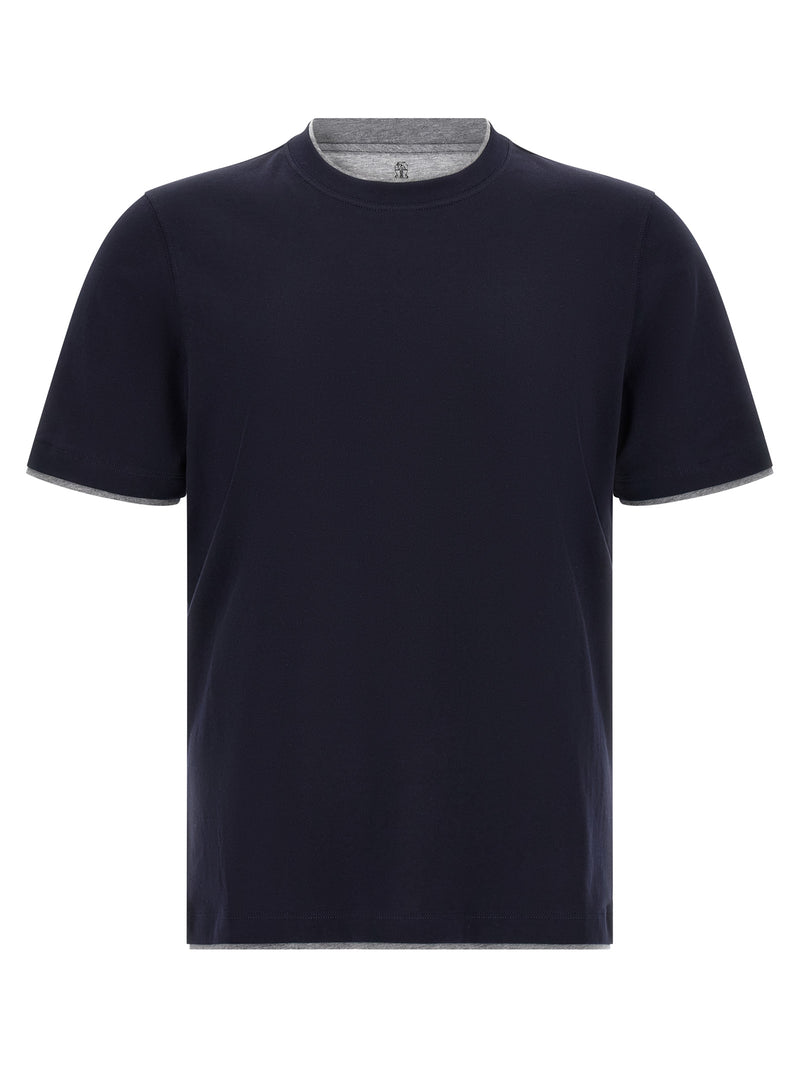 Brunello Cucinelli Blue Cotton T-Shirt