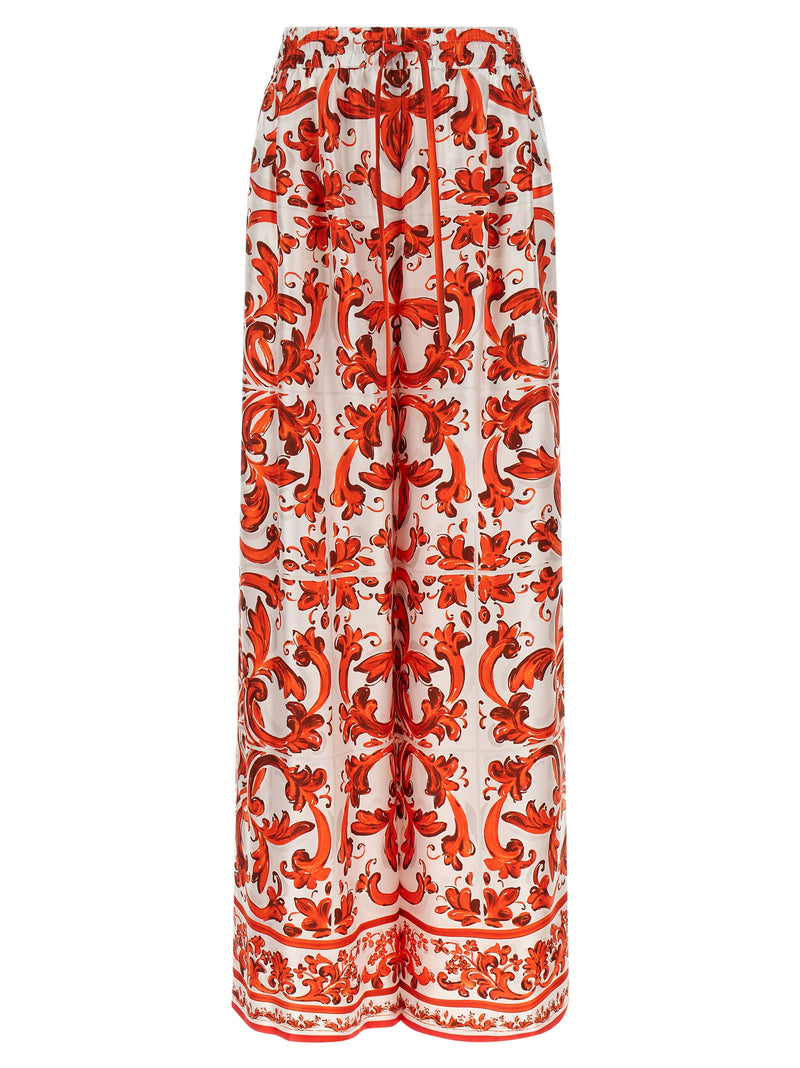 Dolce & Gabbana Orange Silk Flared Pants