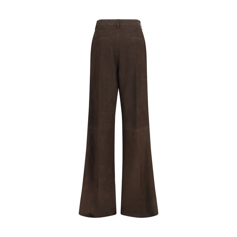 Rick Owens Brown Calf Leather Bos Taurus Casual Pants