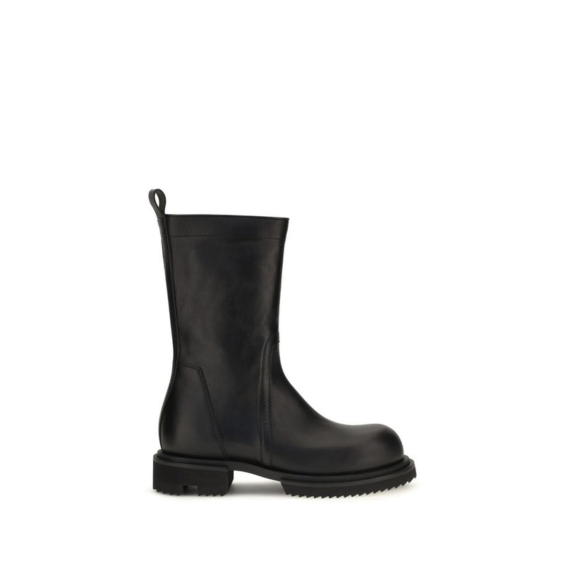 Rick Owens Black Calf Leather Bos Taurus Flat Boots