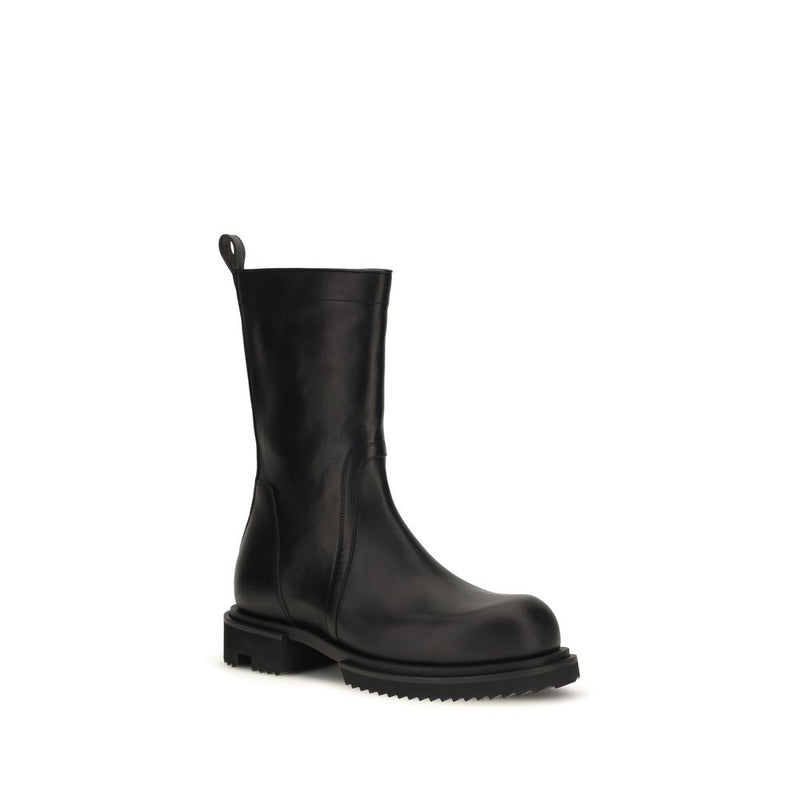 Rick Owens Black Calf Leather Bos Taurus Flat Boots