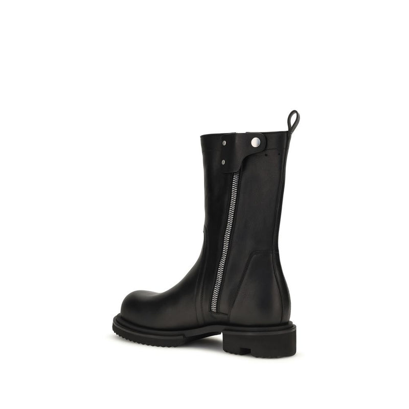 Rick Owens Black Calf Leather Bos Taurus Flat Boots