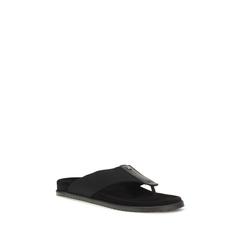 Dolce & Gabbana Black Polyester Flip-Flop Sandals