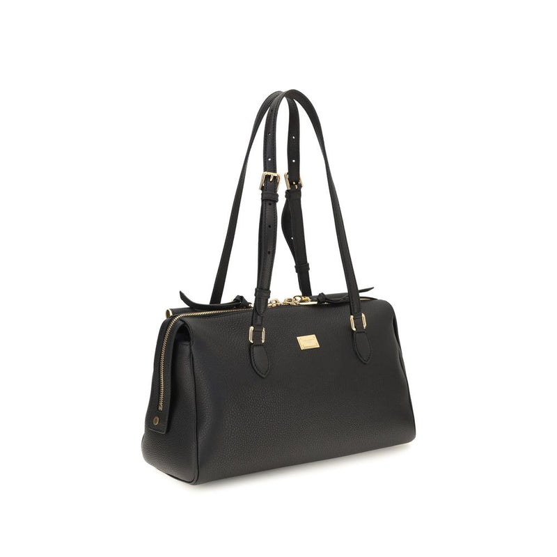 Dolce & Gabbana Black Calf Leather Bos Taurus Shoulder Bag