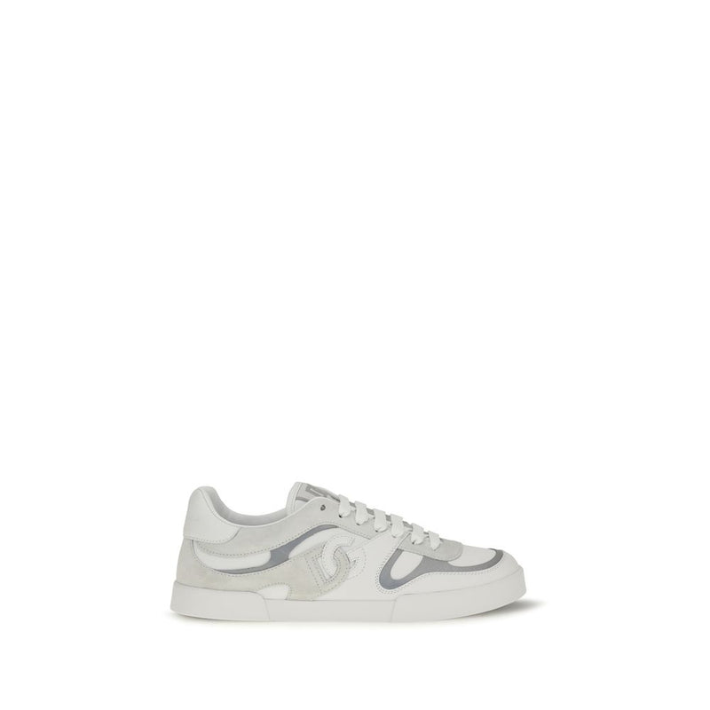 Dolce & Gabbana White Calf Leather Bos Taurus Low Top Sneakers