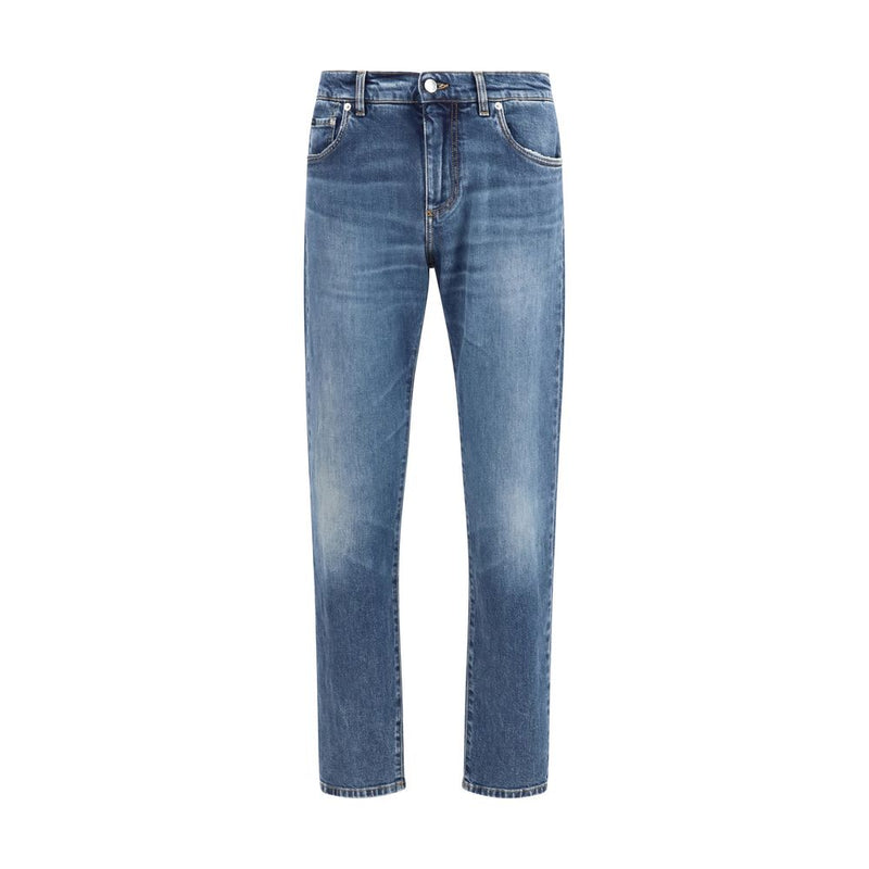 Dolce & Gabbana Blue Cotton Straight-Leg Jeans