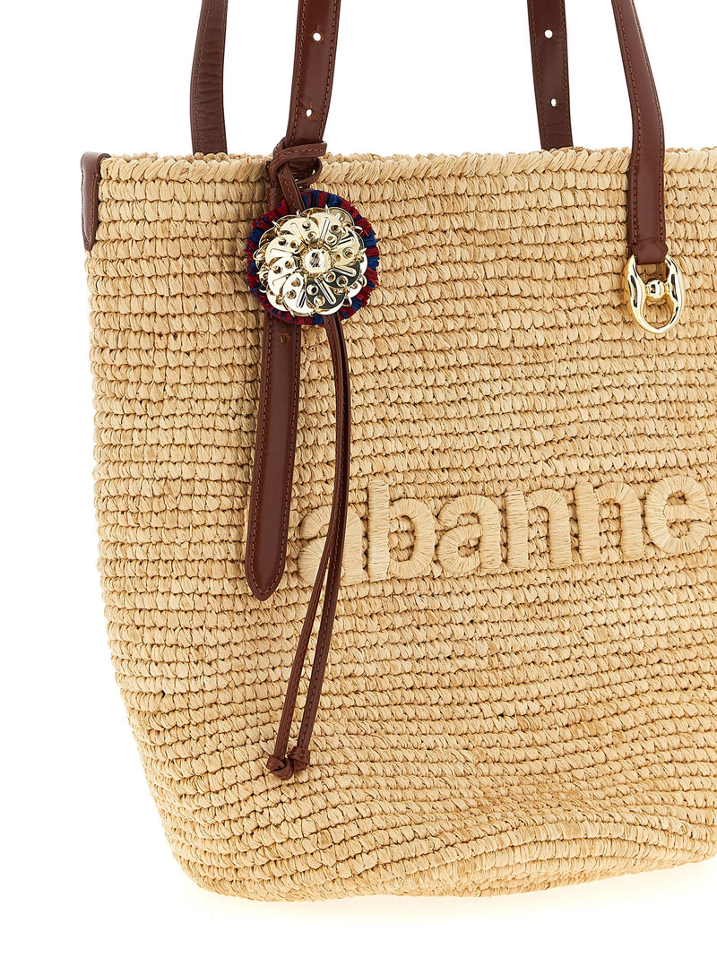 Paco Rabanne Beige Raffia Tote Bag