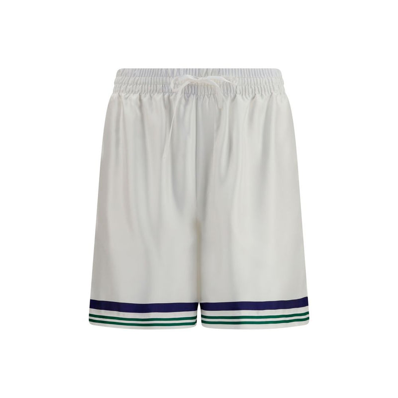 Casablanca White Silk Bermuda Shorts