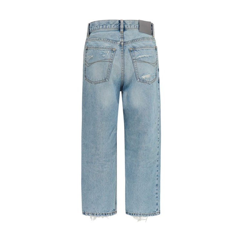 Balenciaga Blue Cotton Cropped Jeans