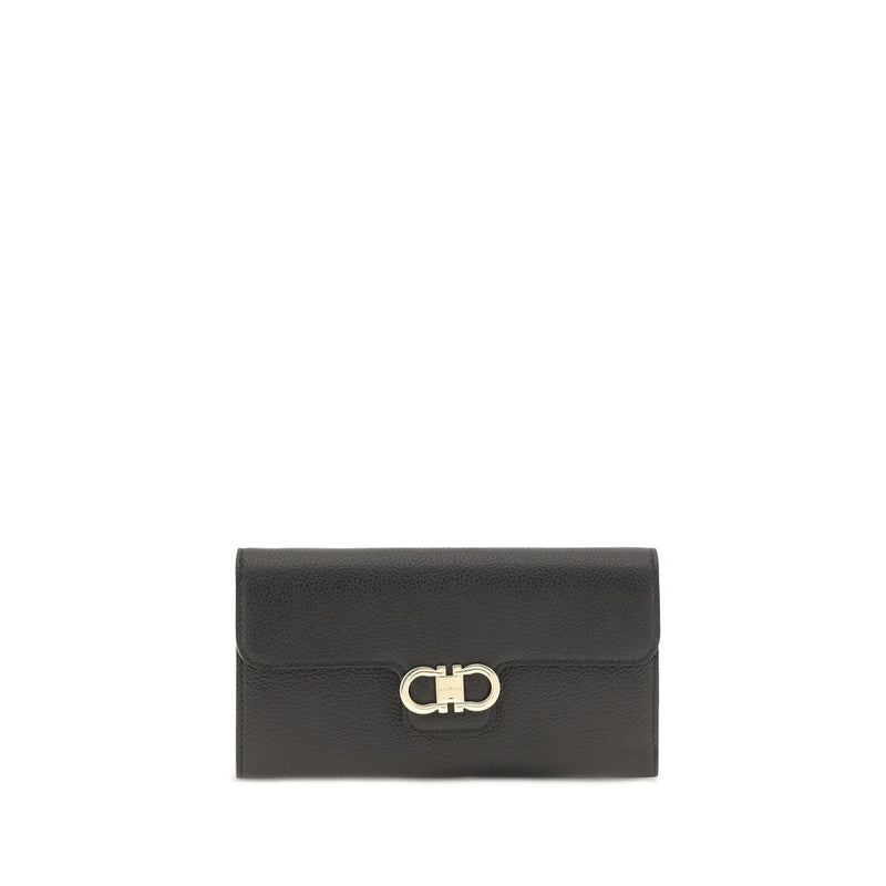 Ferragamo Black Calf Leather Bos Taurus Wallet