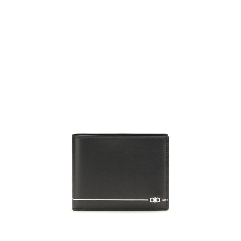 Ferragamo Black Calf Leather Bos Taurus Wallet