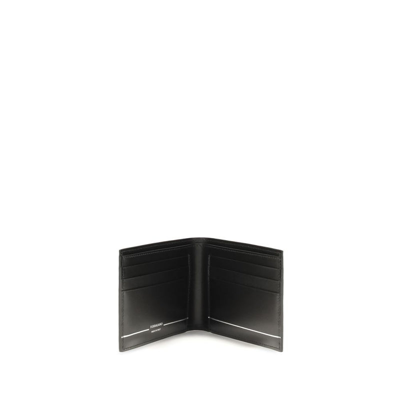 Ferragamo Black Calf Leather Bos Taurus Wallet