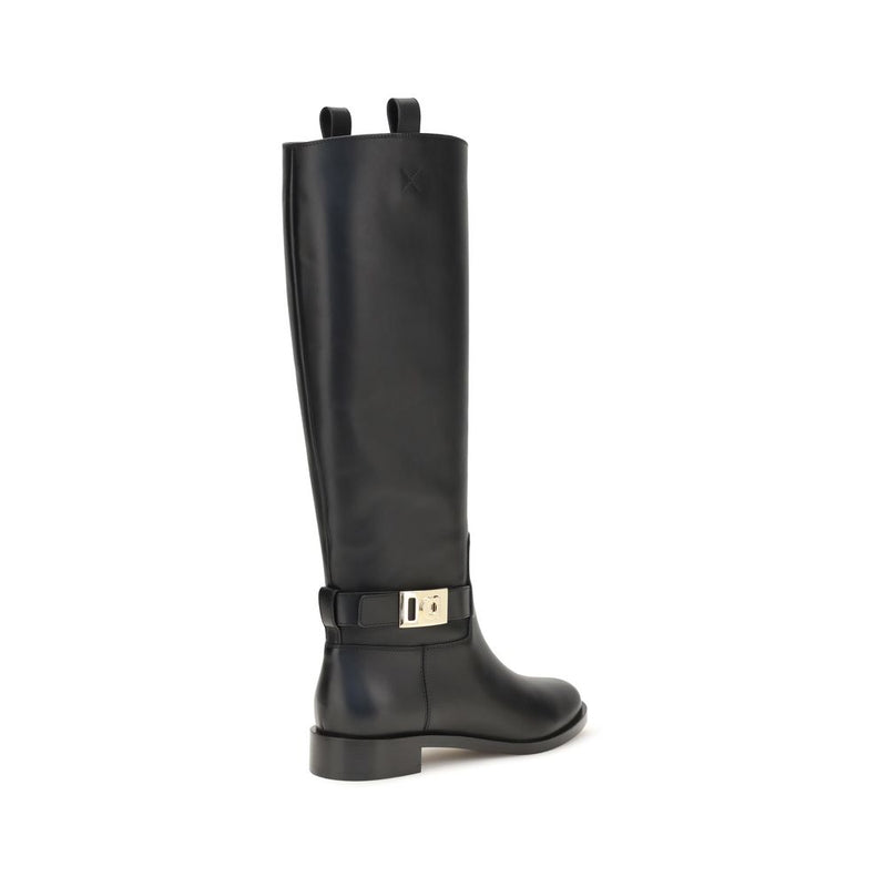 Ferragamo Black Calf Leather Bos Taurus Boots