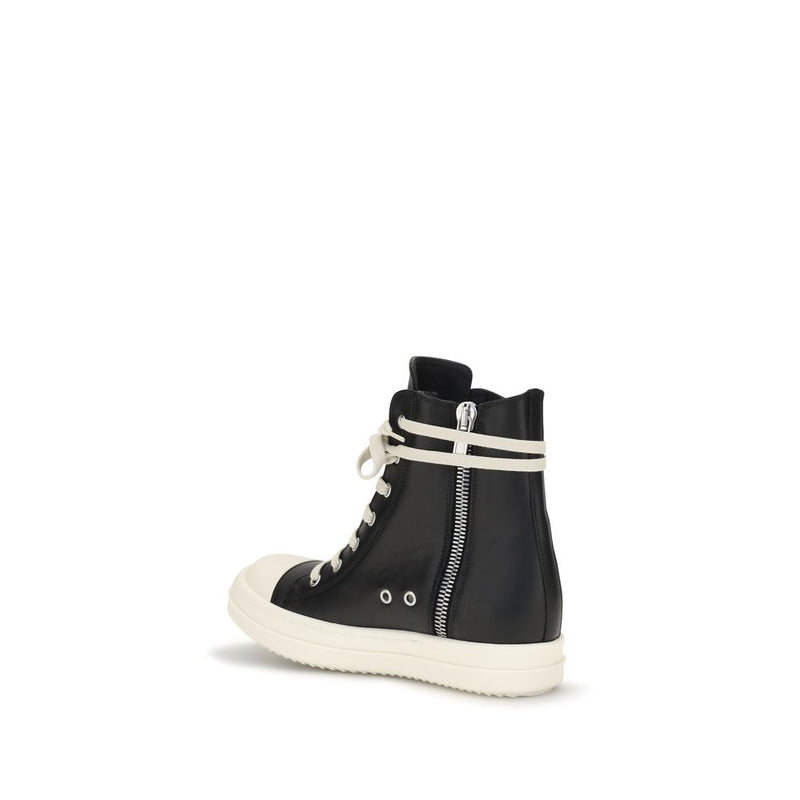 Rick Owens Black Calf Leather Bos Taurus High Top Sneakers
