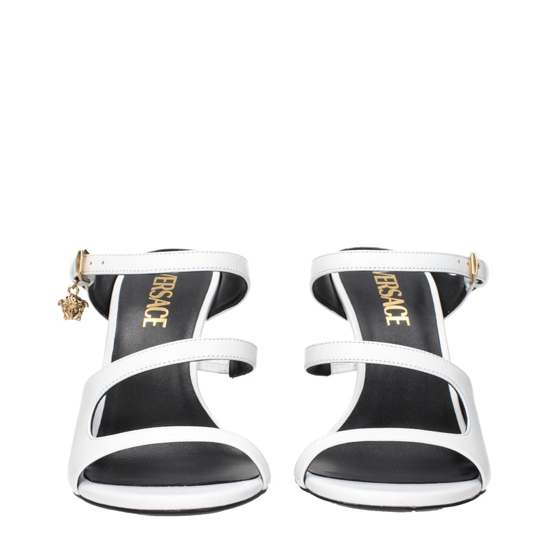 Versace White Leather Stiletto Heel Sandals