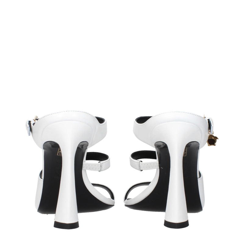 Versace White Leather Stiletto Heel Sandals