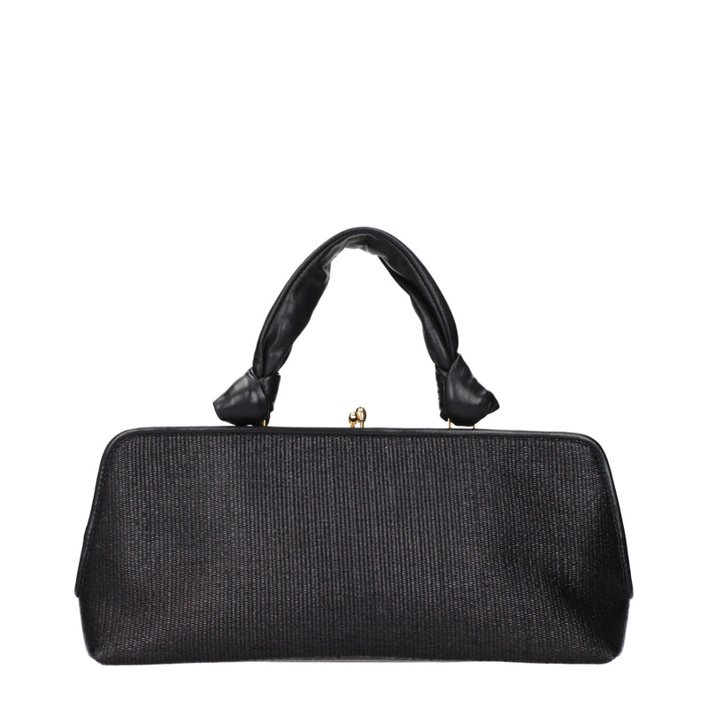 Jil Sander Black Raffia Handbag