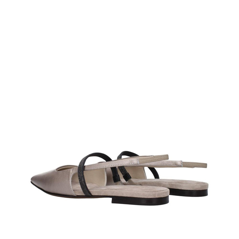 Brunello Cucinelli Beige Leather Mules