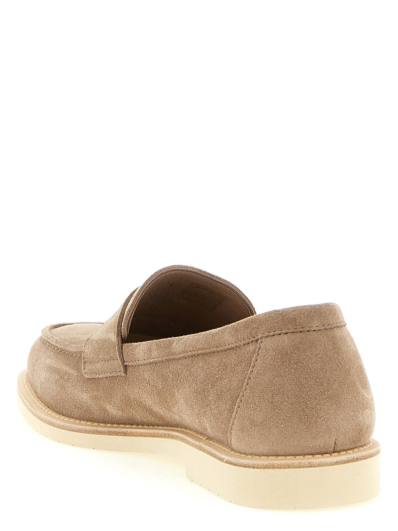 Brunello Cucinelli Beige Calfskin Slip-On Loafers