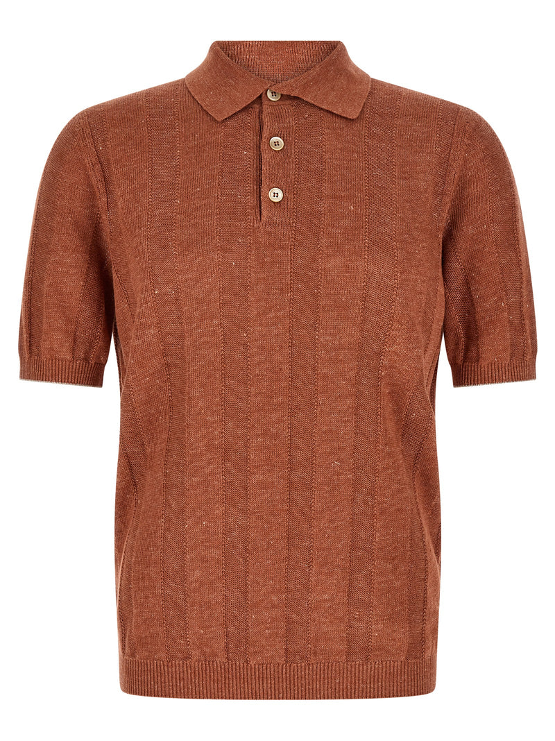 Brunello Cucinelli Orange Linen Polo Shirt
