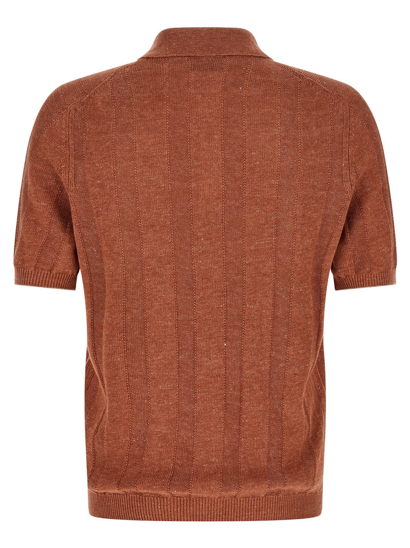 Brunello Cucinelli Orange Linen Polo Shirt