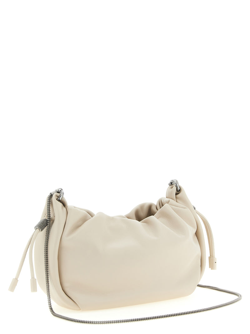 Brunello Cucinelli White Lamb Leather Crossbody Bag