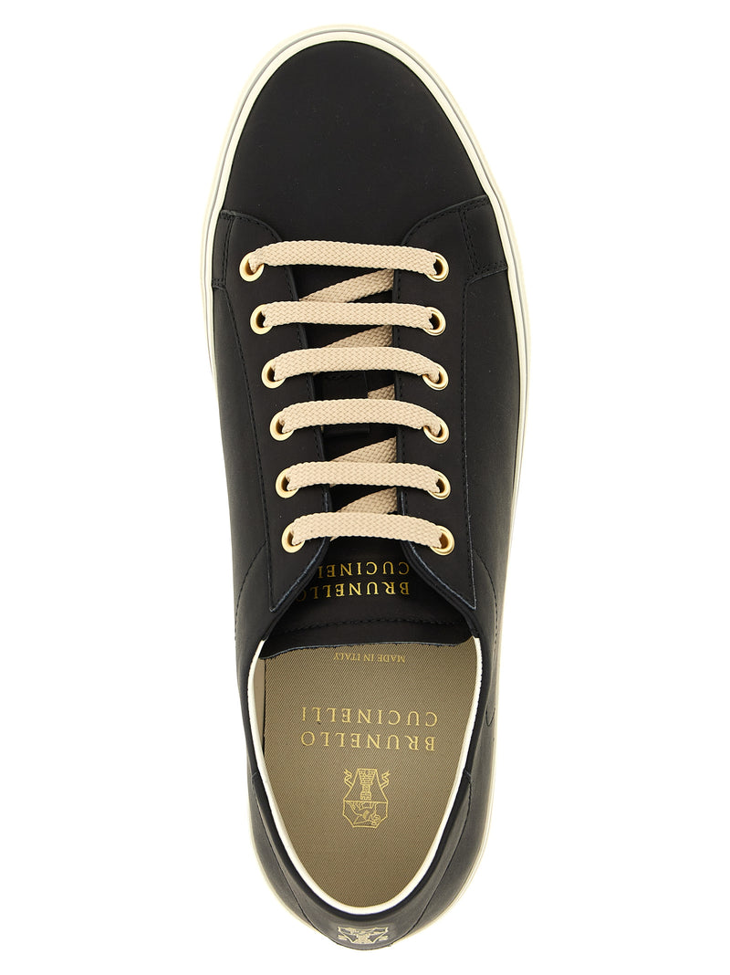 Brunello Cucinelli Black Calfskin Low Top Sneakers