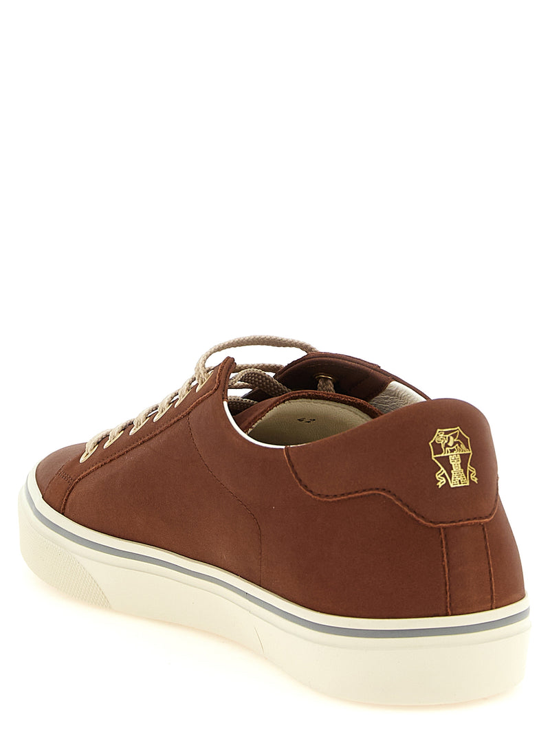 Brunello Cucinelli Brown Calfskin Low Top Sneakers