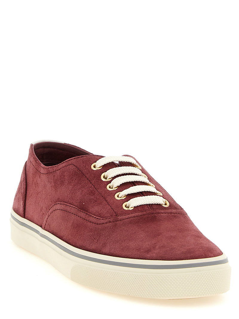 Brunello Cucinelli Bordeaux Calfskin Low Top Sneakers