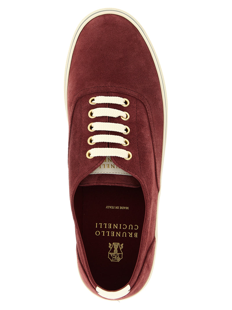 Brunello Cucinelli Bordeaux Calfskin Low Top Sneakers
