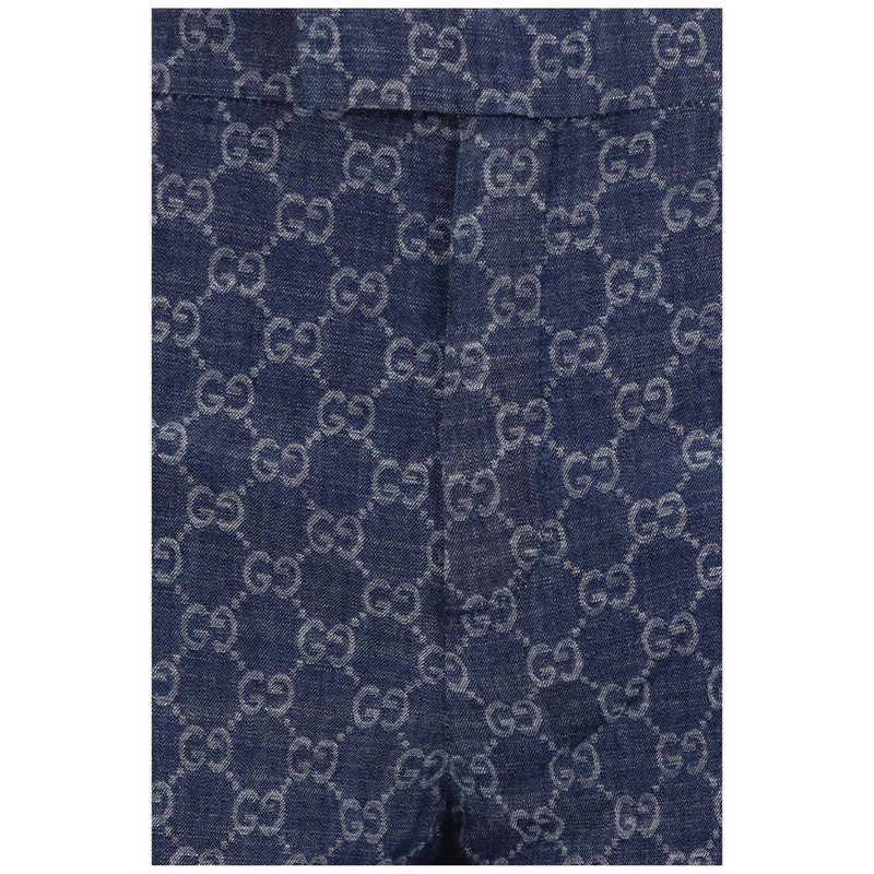 Gucci Blue Cotton Casual Pants