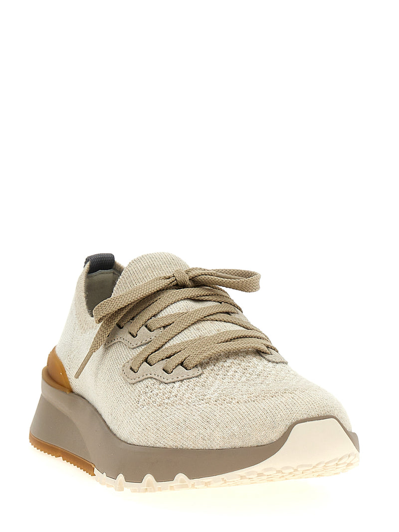 Brunello Cucinelli Beige Cotton Low Top Sneakers