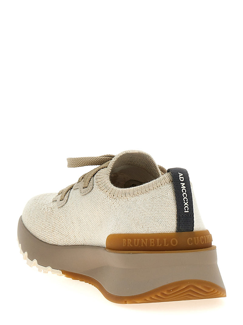 Brunello Cucinelli Beige Cotton Low Top Sneakers
