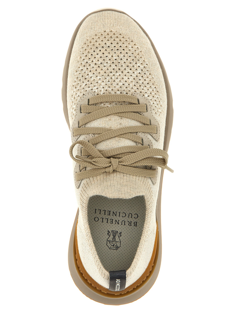 Brunello Cucinelli Beige Cotton Low Top Sneakers