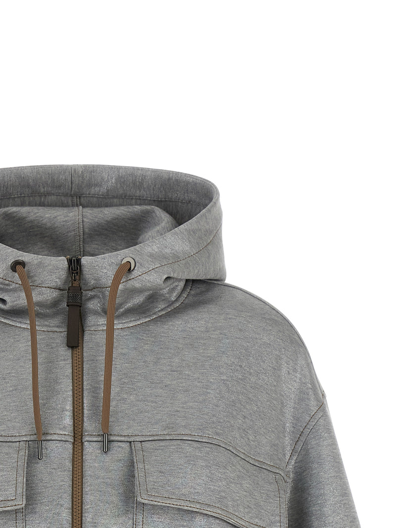 Brunello Cucinelli Silver Cotton Bomber
