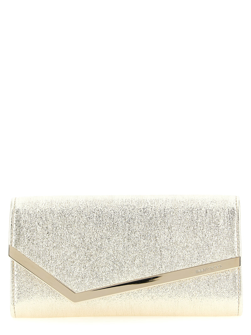 Borsa pochette in pelle d’agnello dorata Jimmy Choo
