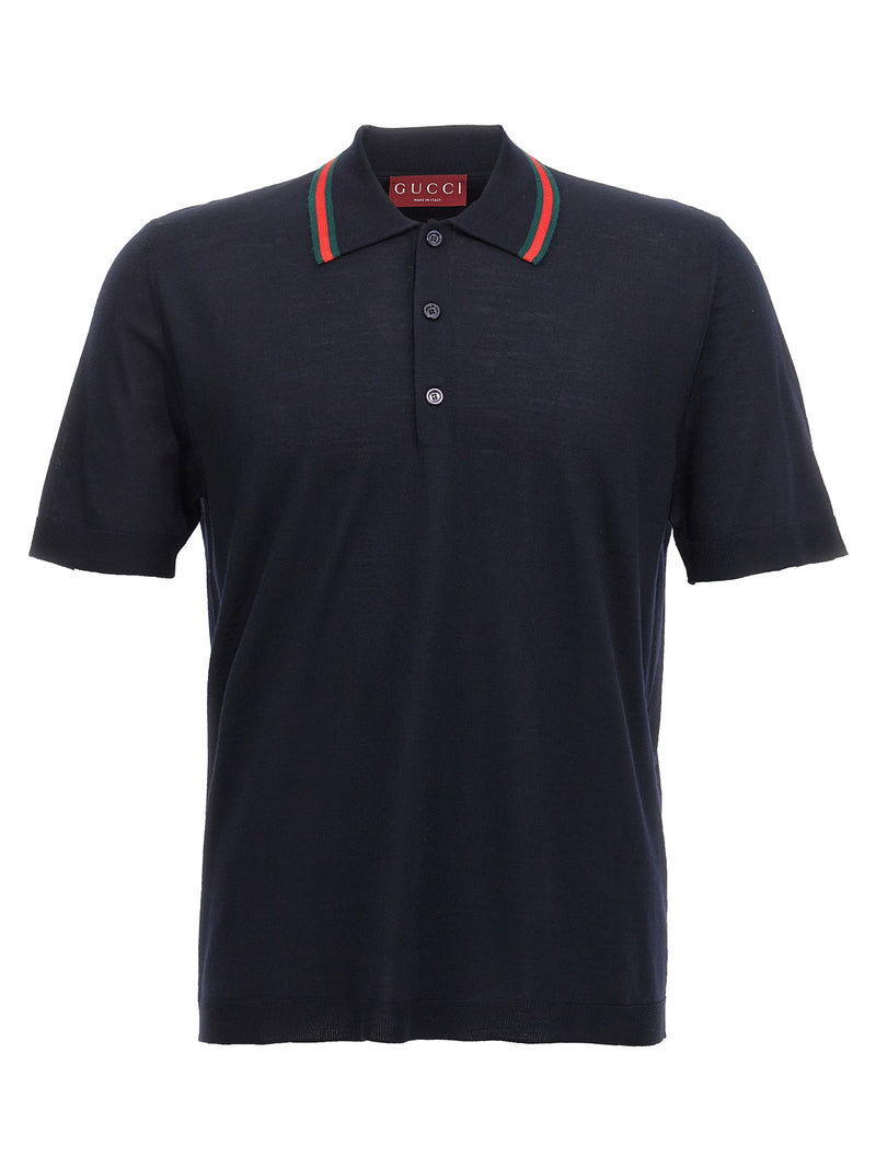 Gucci Blue Wool Polo Shirt