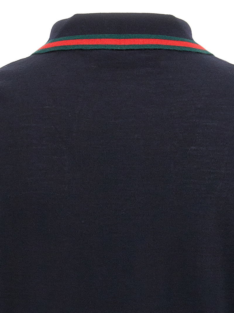 Gucci Blue Wool Polo Shirt
