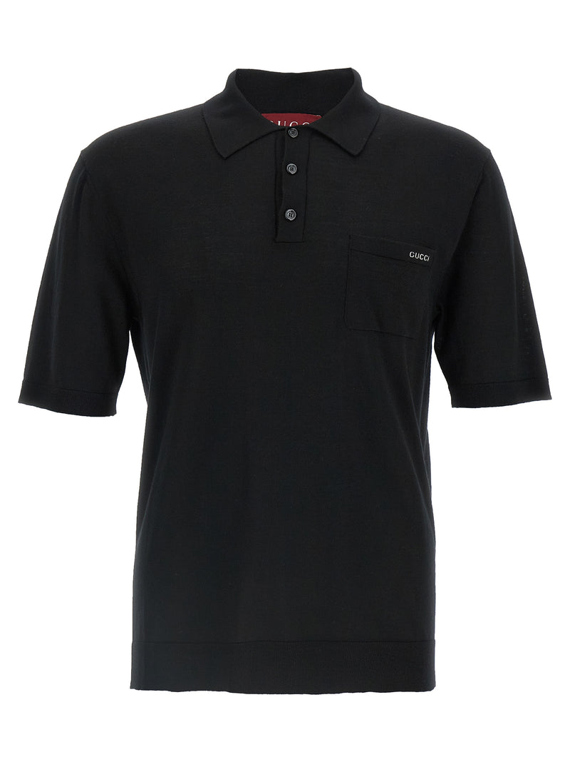 Gucci Black Wool Polo Shirt