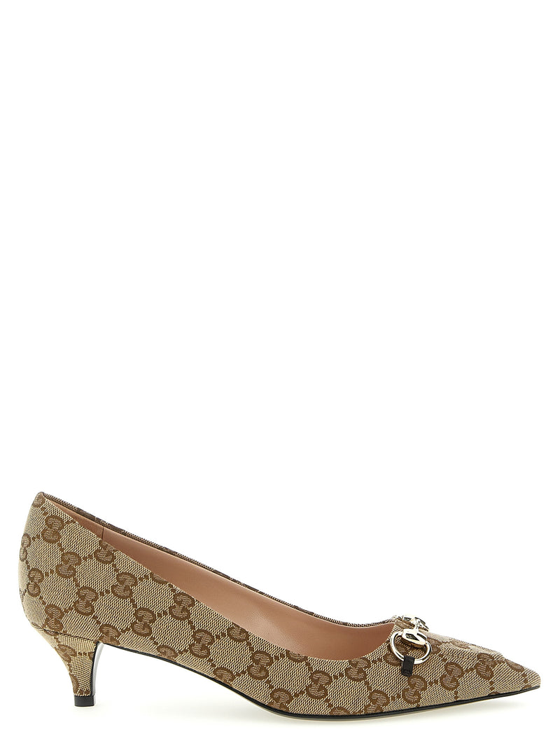 Gucci Beige Polyester Mid Heel Pumps