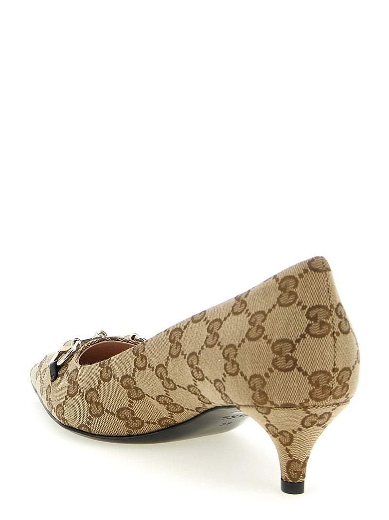 Gucci Beige Polyester Mid Heel Pumps
