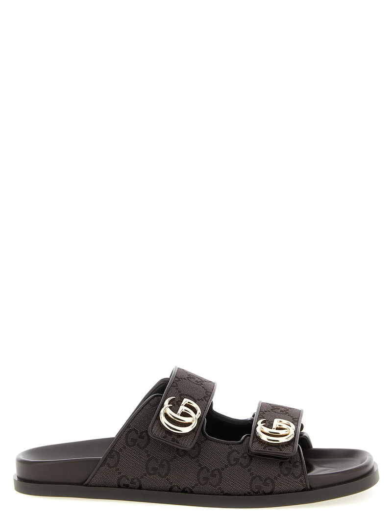 Gucci Brown Cotton Slides