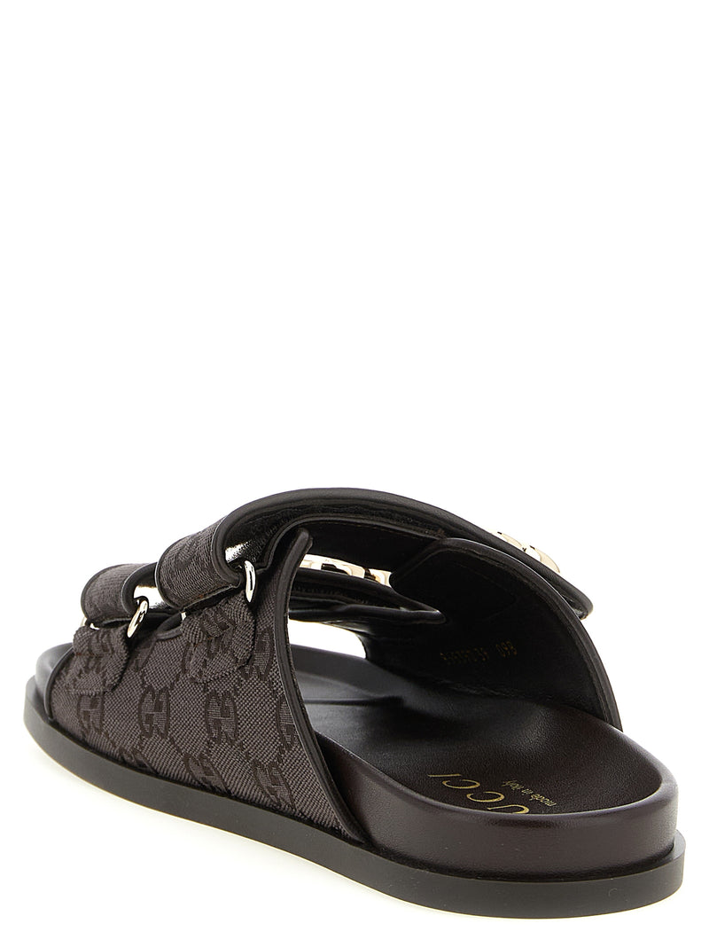 Gucci Brown Cotton Slides