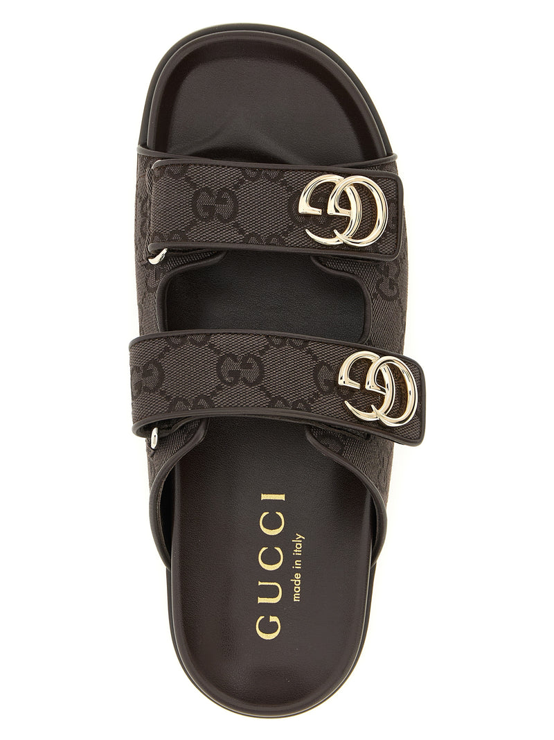 Gucci Brown Cotton Slides