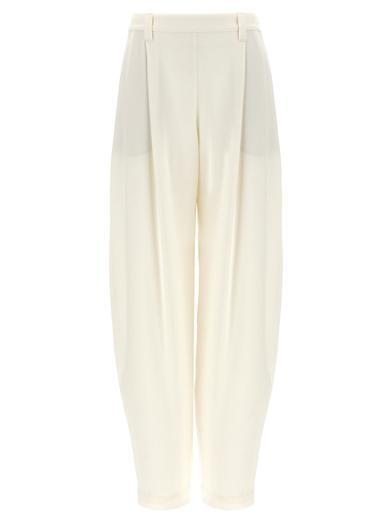 Brunello Cucinelli White Silk Casual Pants